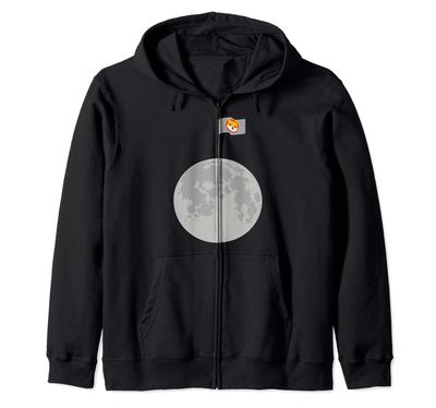 Mond Shiba Inu Münzflagge Lustiger BlockchainKrypto Liebhaber Reißverschluss Hoodie