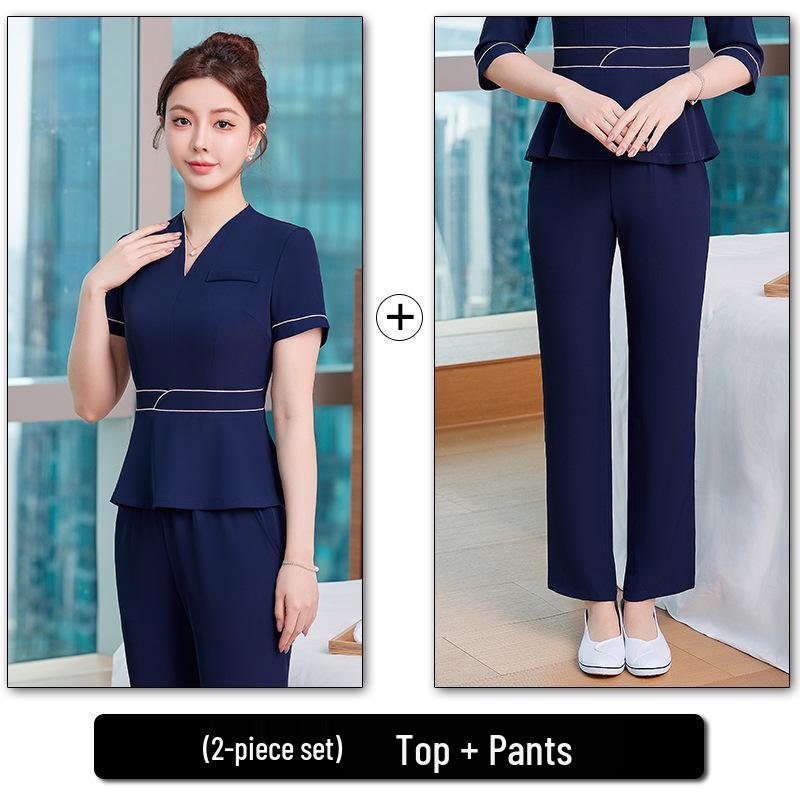 Damen High-End Spa & Postpartale Erholung Arbeitskleidungsset: Elegante Kosmetikerin- & Massageuniform
