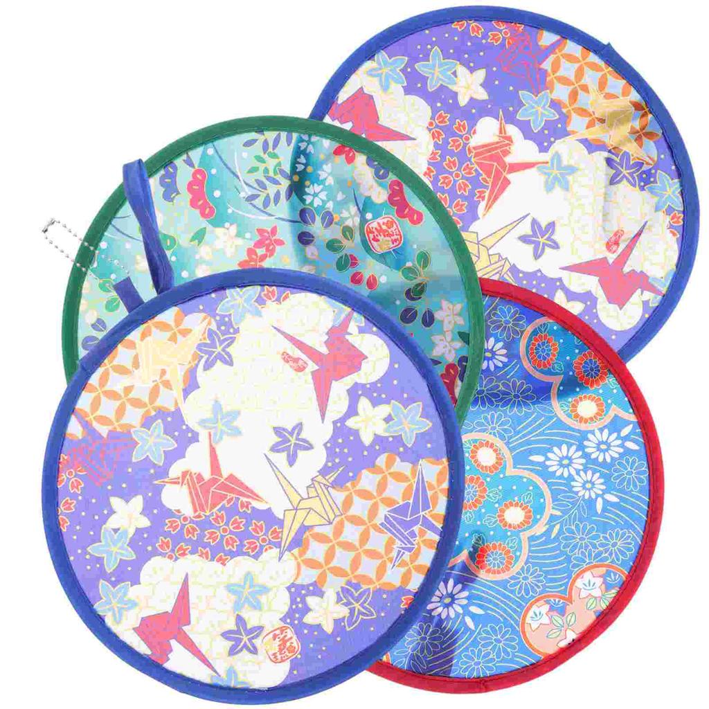 4 Pcs Memory Wire Fans Kids Fan Performance Circular Fan Round Hand Fans Traditional Style Retro Handheld Folding Fans