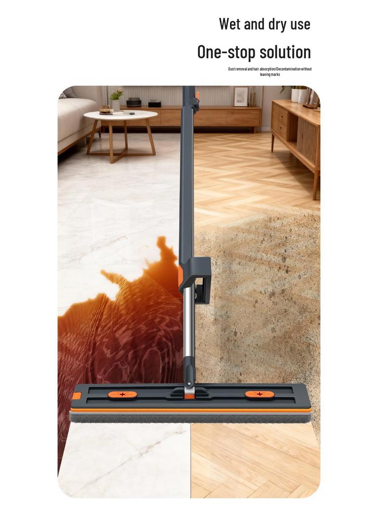 2026 Chenille Flat Mop: Hands-Free, Wet & Dry One-Wipe Clean with Replaceable Cloth