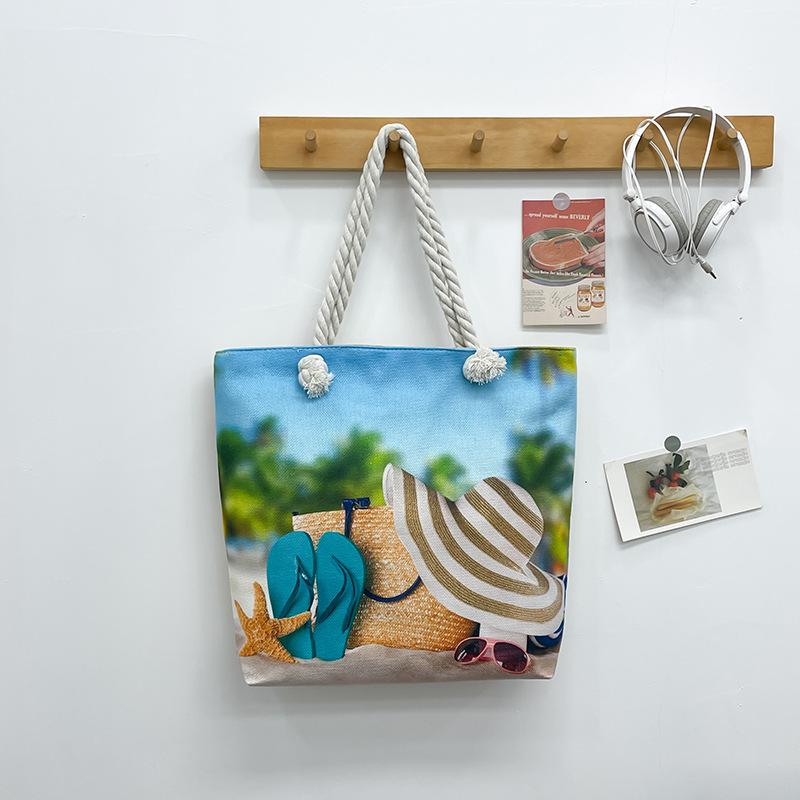 Strandväska Stor Tote Enkelaxel Damväska Trendig Casual Handväska Kort Resväska