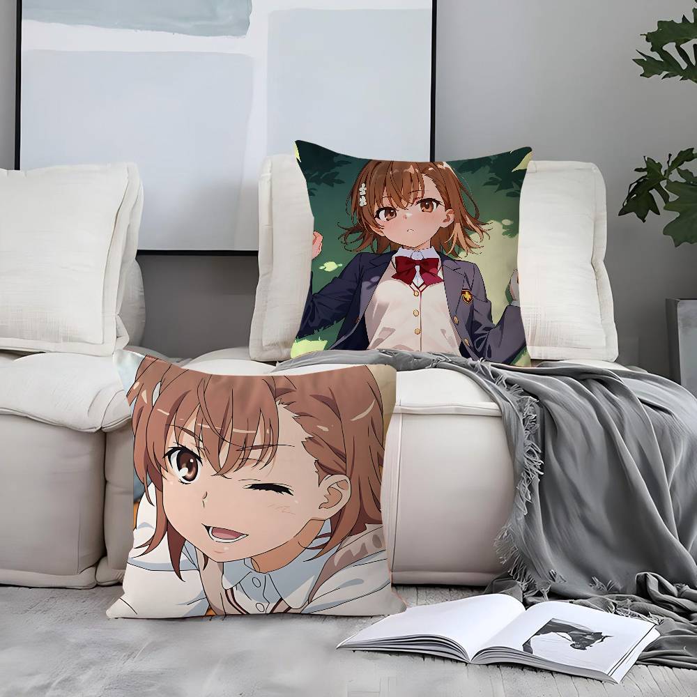 Misaka M-Mikoto Pillow Gift Home Office Decoration Bedroom Sofa Car Cushion Cover Case 45x45