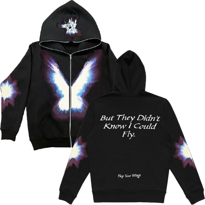 Oversized Y2K Streetwear Hooded Zip-Up Sweatshirt Men Women Loose Fit Graphic Print Long Sleeve Pullover