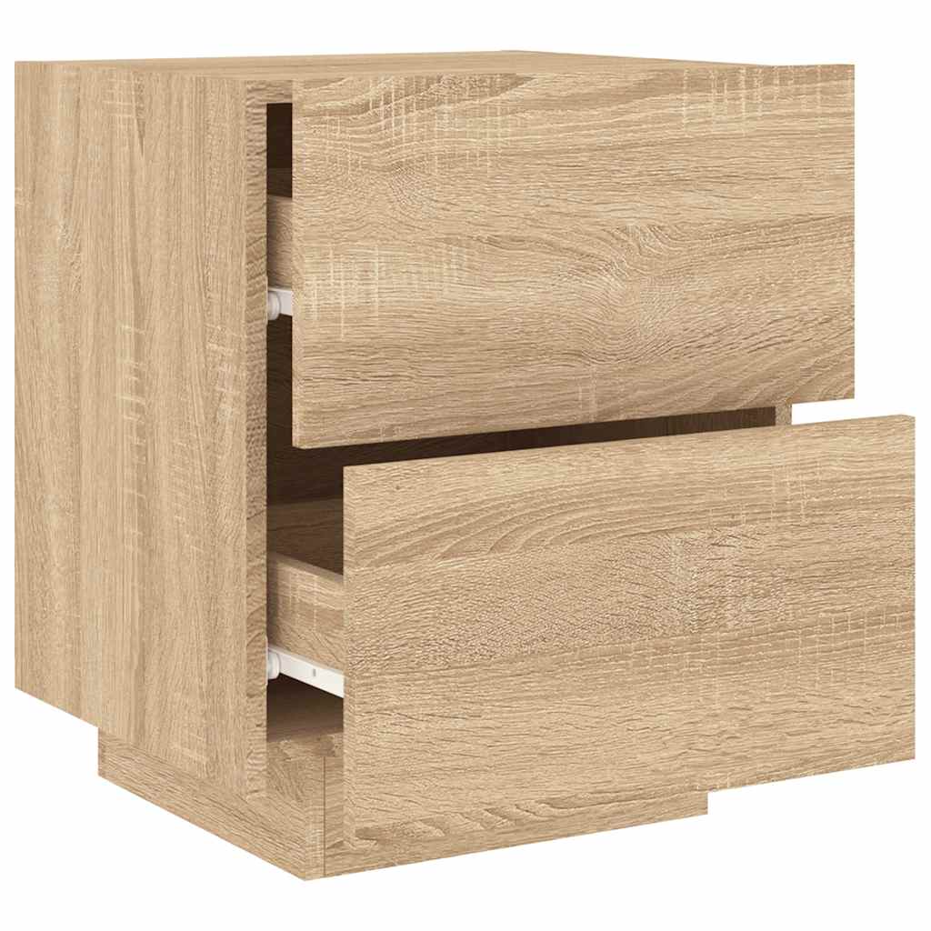 Nightstand with LED Lights Sonoma Oak Wood Based Material