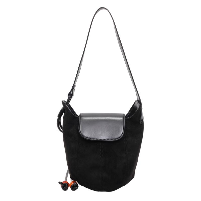 Women’s Suede Crossbody Bag Minimalist Design for Daily Casual Office Use Vintage Chic Style чёрный