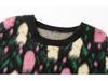 Plus Size Women's Round Neck Colorful Embroidered Knit Sweater - 2025 Winter Style Pullover