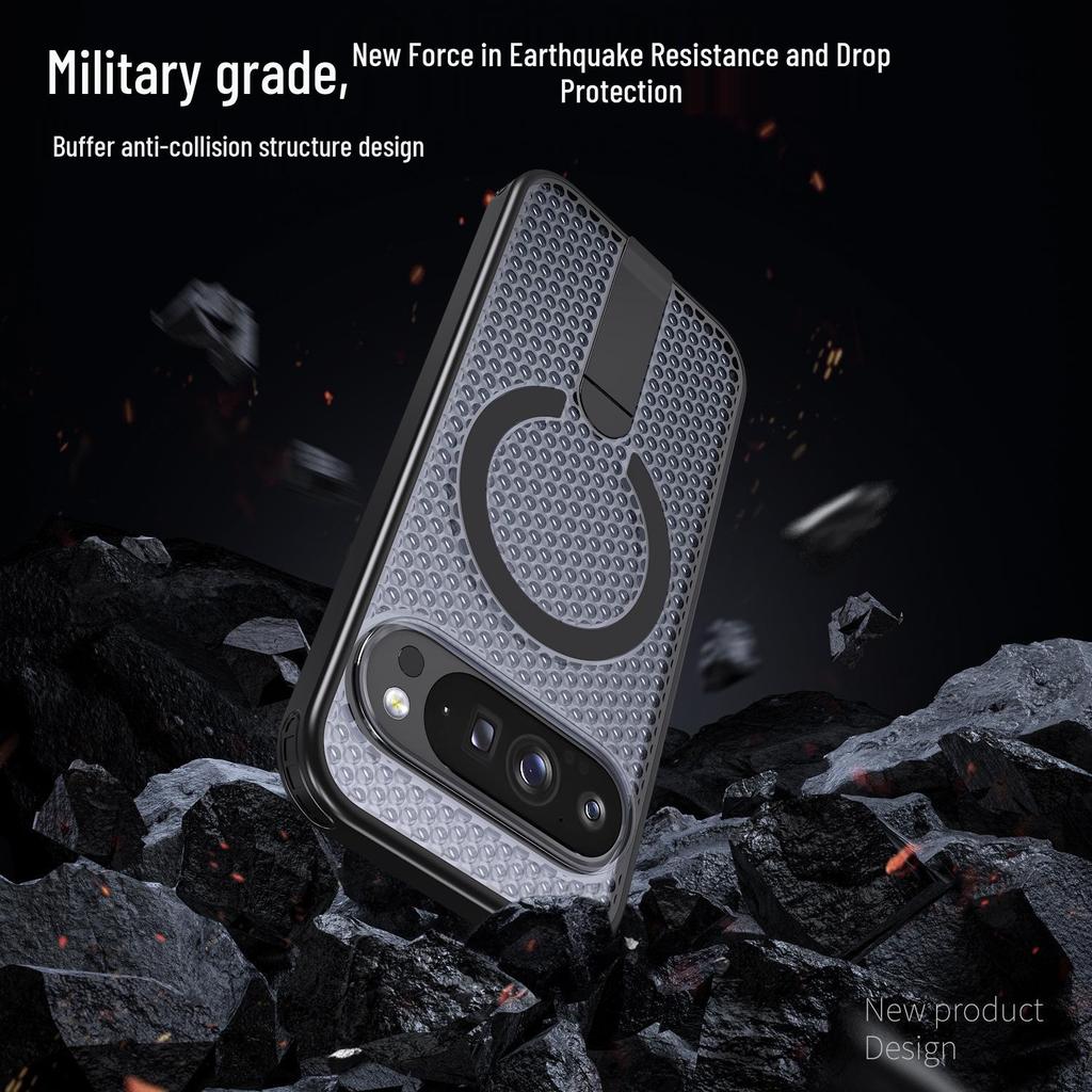 Google Pixel Heat Dissipation Case - Compatible with Pixel 10 Pro & 9A, Magnetic Stand, Fan Star Design.