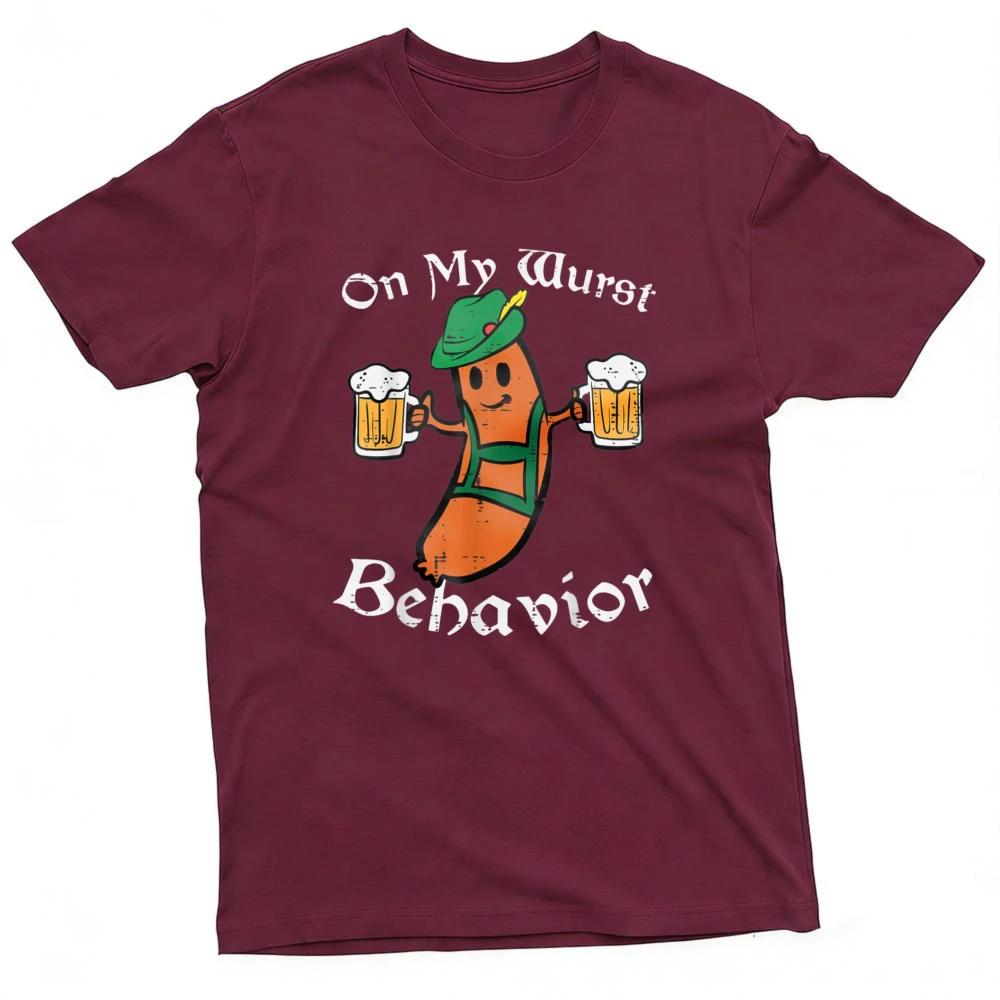Auf meinem schlimmsten Verhalten Oktoberfest Wurst Bier Design T-Shirt Herren T-Shirt Baumwolle Sommer Kurzarm Lässige Mode Oberteile