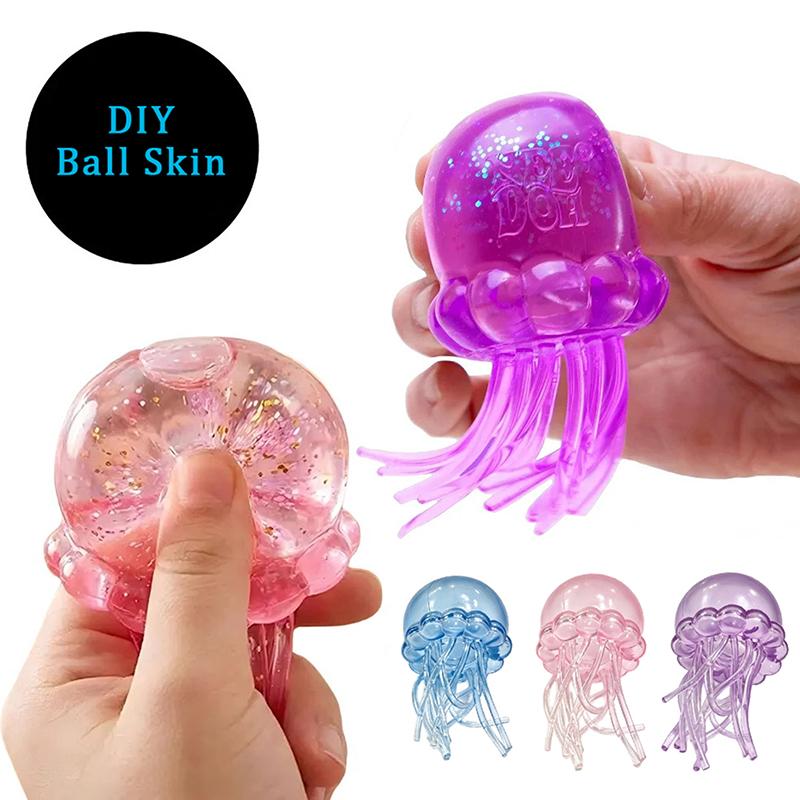 Octopus Shaped Tpr Empty Ball Skins Multiple Cute Color Soft Texture Perfect For Diy Stress Ball Making For Kids & Adults