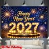 Happy New Year 2027 Photography Backdrop, Foldable Party Banner for Events, Portraits and Studio Video