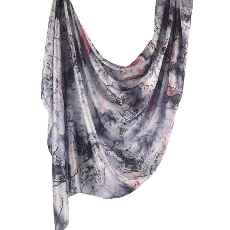 Silk Printed Scarf Wrap Shawl Ethnic Style Marble Lightweight Versatile Accessory Women