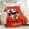 1pc Cuphead,Cartoon,Orange Flannel Blanket  Lightweight Soft for All Seasons, Ideal for Couch, Office, Bed, Travel, Camping  Throw