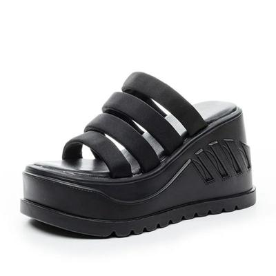 Fashion 10CM Flats Summer Peep Toe Beach Sandal Slippers Super High Pumps Platform Wedge Fashion Slip On Comfort Casual Women Shoes