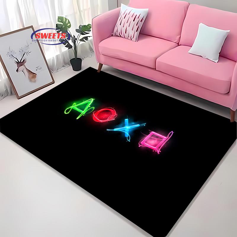 HD Home Area Gamer Rug with Game Controller Design,Non Slip Floor Tapete for Kids,Decor Carpet for Living Room Bed Playrooms Mat