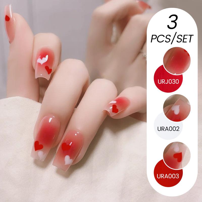 Nail Art Buz Şeffaf 3 Adet Tırnak Cilası Tutkalı Seti, Popüler Nude Beyazlatıcı Toz Şeffaf Tırnak Cilası Tutkalı