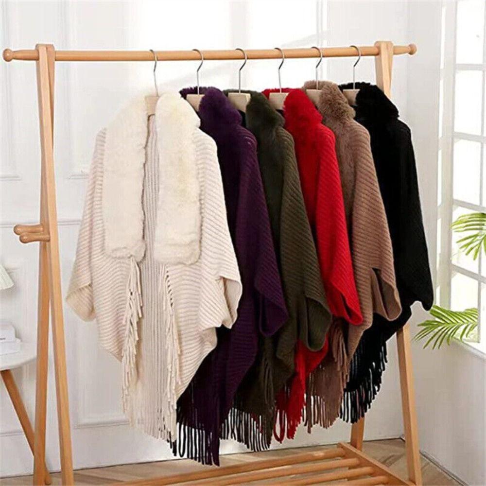 Winter Warm Shawl Knitting Thick Women's Loose Shawl with Faux Fur for Evening Dresses Wedding