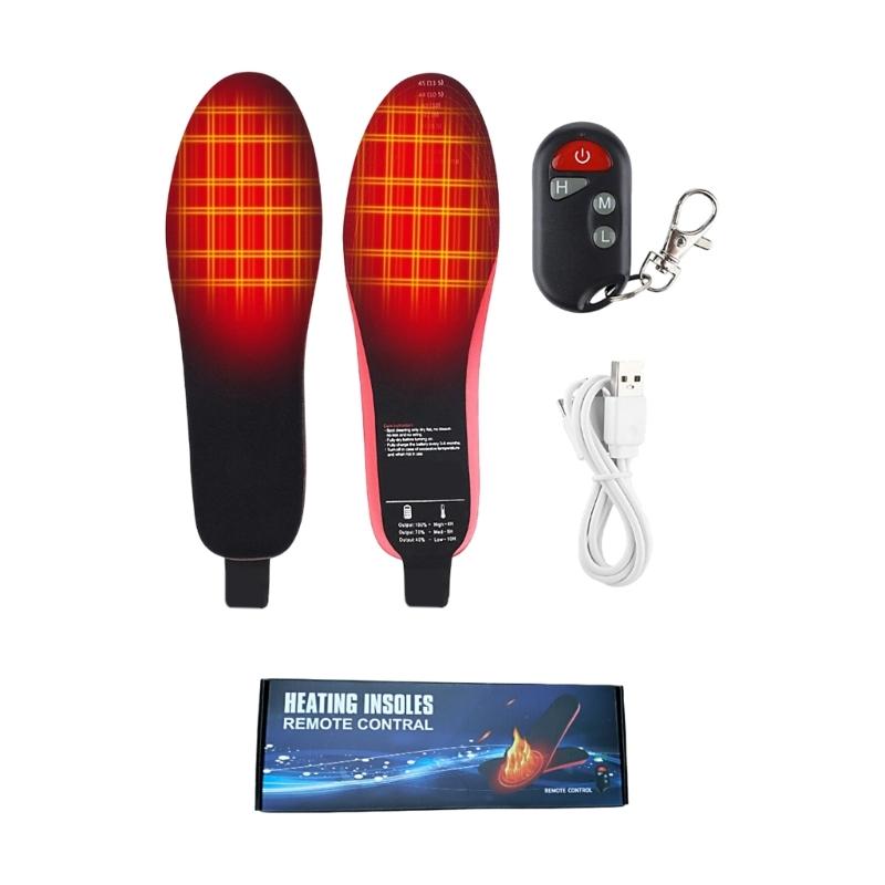 USB Rechargeable Electric Heated Insoles Winter Foot Warmer Cuttable Electric Heated Shoe Pad for Man Women