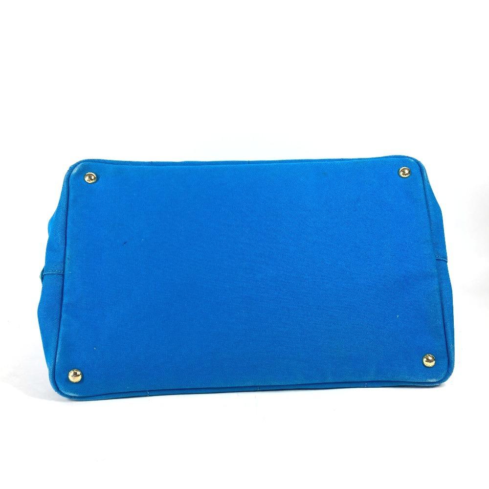 PRADA Canapa logo Bag Shoulder Bag Tote Bag Canvas blue/White