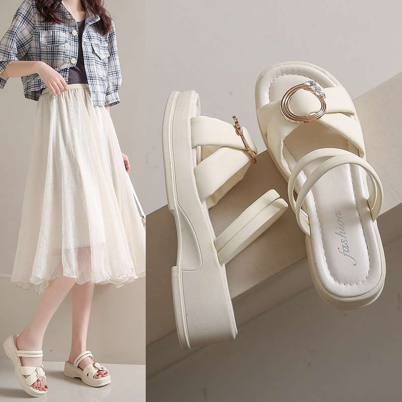 Fairy Style with Skirt Platform Roman Sandals Female 2025 Summer New Fashion Two Wear Maternity Cool Slippers Female