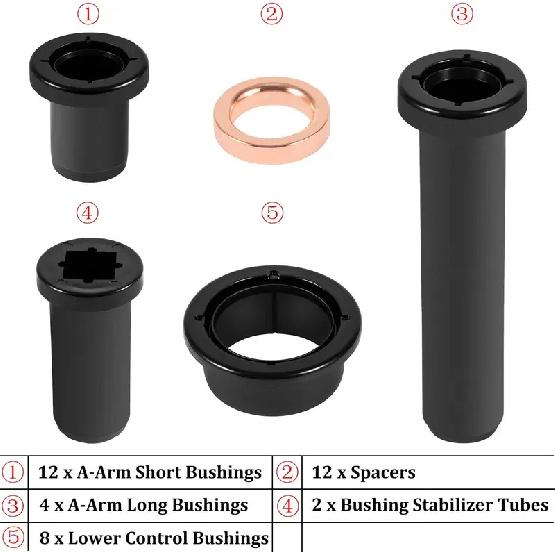 Rear Suspension A-Arm Bushing Kit for Polaris Sportsman 500 RSE  Lower Control Bushings A-Arm Short & Long Bushings +Spacers Set