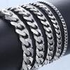 European & American Style Punk Hip-Hop Stainless Steel Cuban Chain Bracelet - Simple Six-Sided Polished Titanium Design