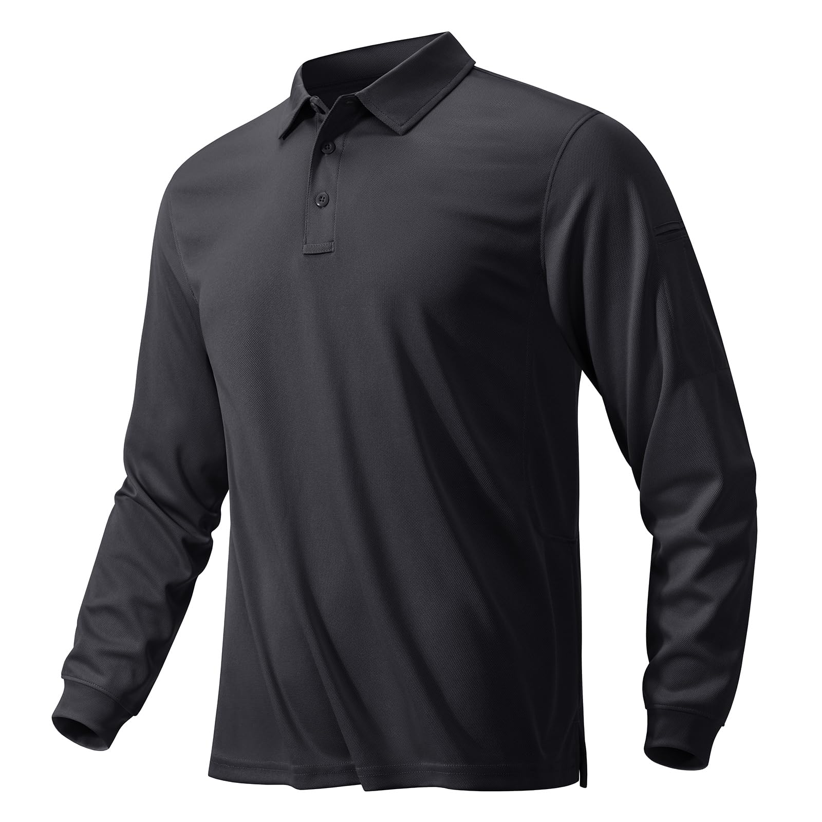 

KEFITEVD Эластичное поло для гольфа с длинным рукавом, рабочее поло с воротником, идеально по размеру L, мужская рубашка, быстросохнущая, рубашка, рубашка, весна, черная, чёрный
