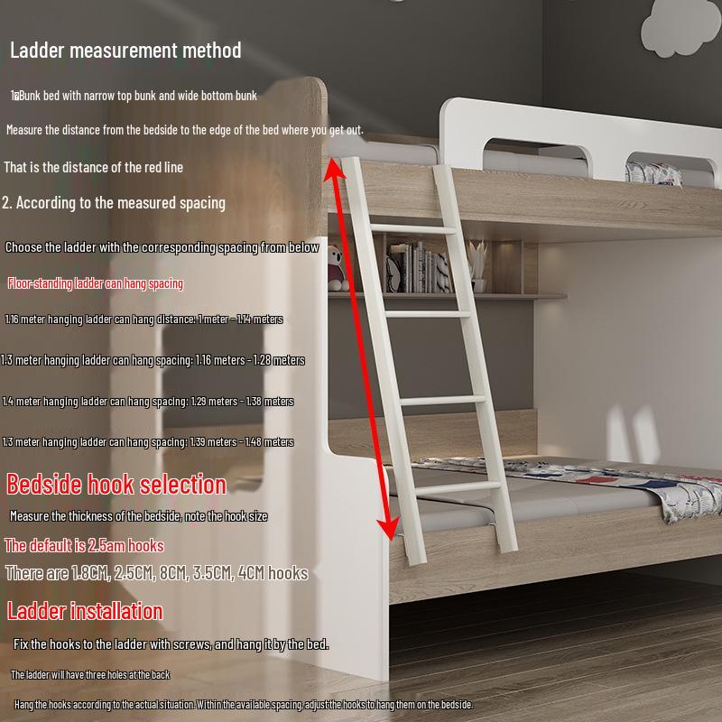 Customizable Iron Bunk Bed with Hanging Ladder and Staircase for Kids, Dormitory, or Home Use