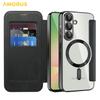 For Samsung Galaxy A56 5G Case Compatible with MagSafe RFID Blocking Card Holder Leather Phone Cover