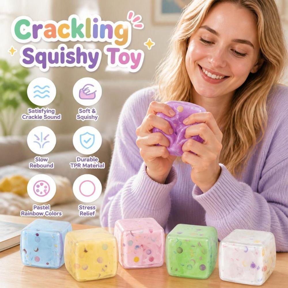 Sound Effects Crackling Squishy Toy 5cm TPR Fidget Toy Sensory Stress Ball for Kids Adults