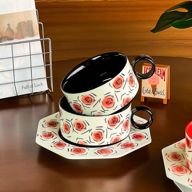 Shangqi Floral Retro Ceramic Coffee Cup Set