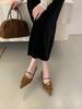 2025 autumn and winter new pointed head shallow mouth suede thin heel foot cover versatile commuter work women's shoes