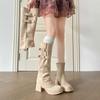 Nude High-heeled Boots Women's Autumn and Winter Boots 2025 New Popular Tall Removable Two-wear Short Boots Thin Boots