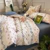 Green Floral Duvet Cover Set No Filler Pillowcase Flat Sheet Fashion Single Queen Size Girls Blanket Decoration Bedding Set