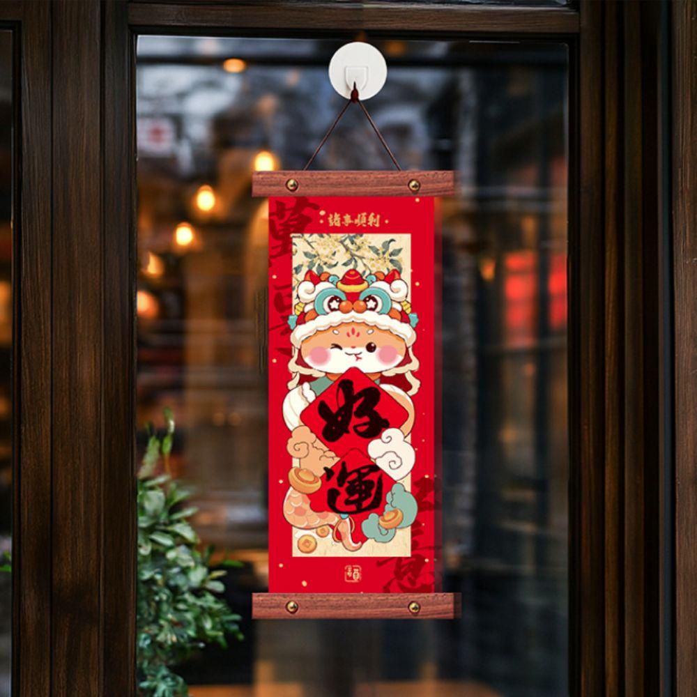 1 Pair Cartoon Pattern Spring Festival Couplet Blessing Words Wall Pendant Office