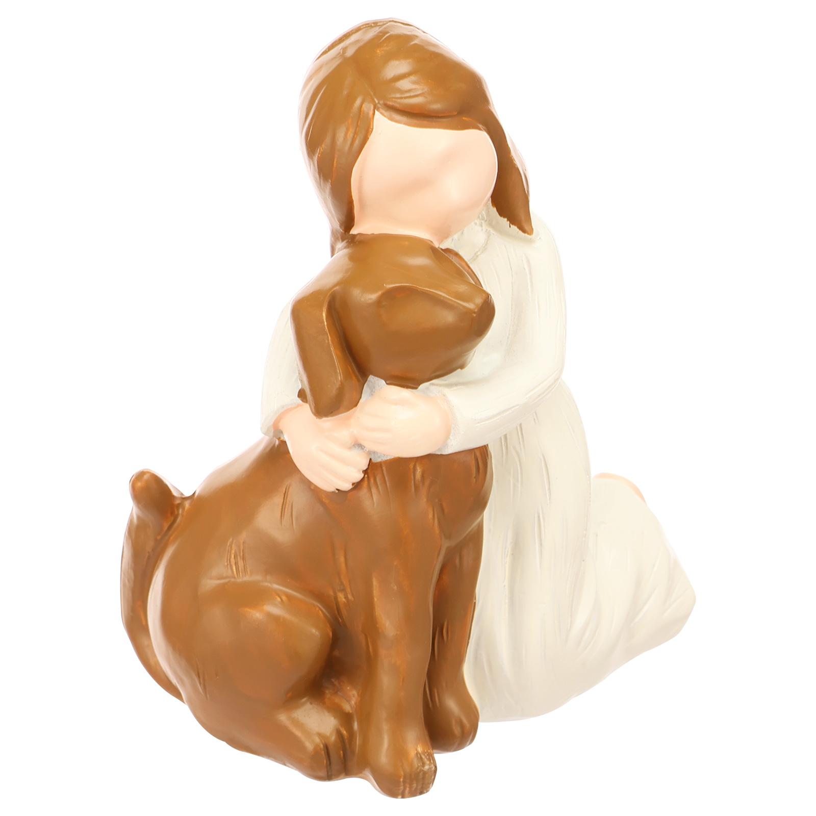 1 Creative Resin Statue for Dogs and the Owner - Personalized Family Theme Desk Art for Pet Lovers Home Decoration Dog Statue