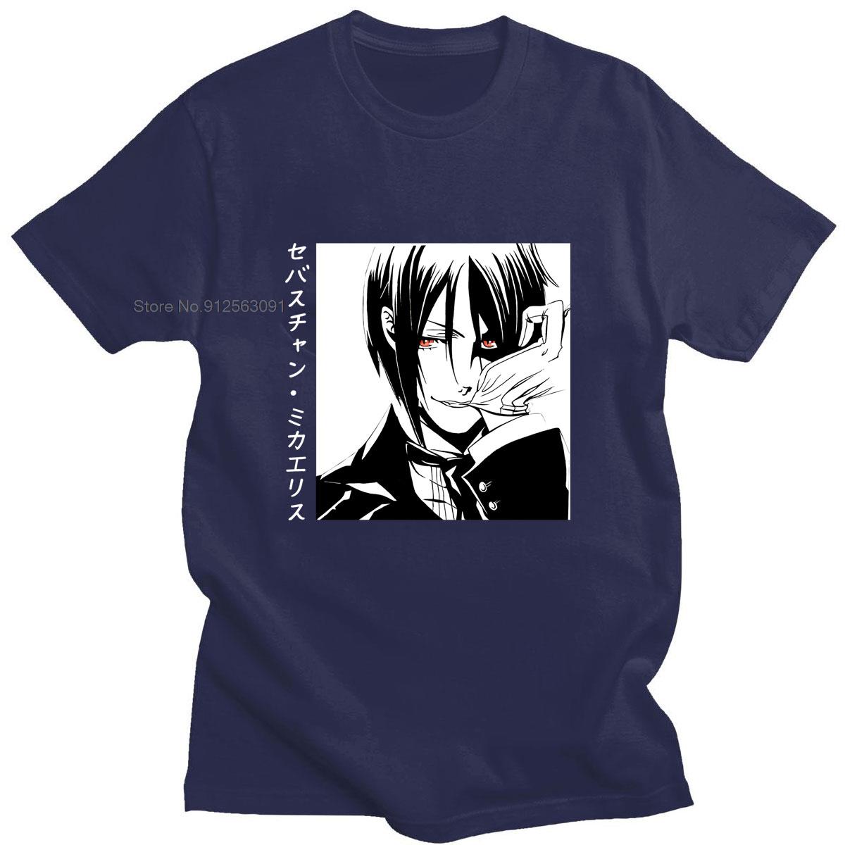 

Anime Tshirt Black Butler Sebastian Ciel Phantomhive Oversized Harajuku Mens Loose Shortsleeve T Shirt Hip Hop Tops Streetwear 3XL
