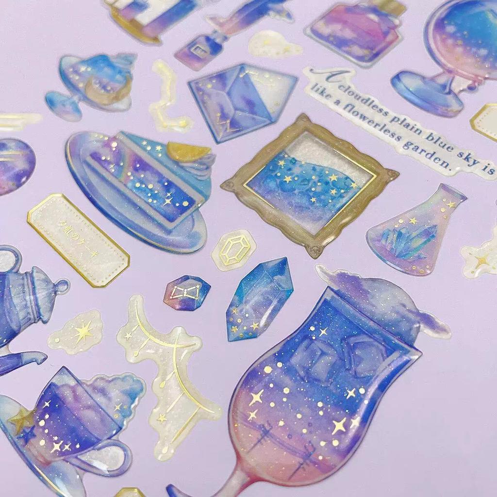 3 pcs/6 pcs Wonderful Starry Sky Time Gilding Stickers Scrapbooking Diy Journal Stationery Sticker Deco School Supplies Gift