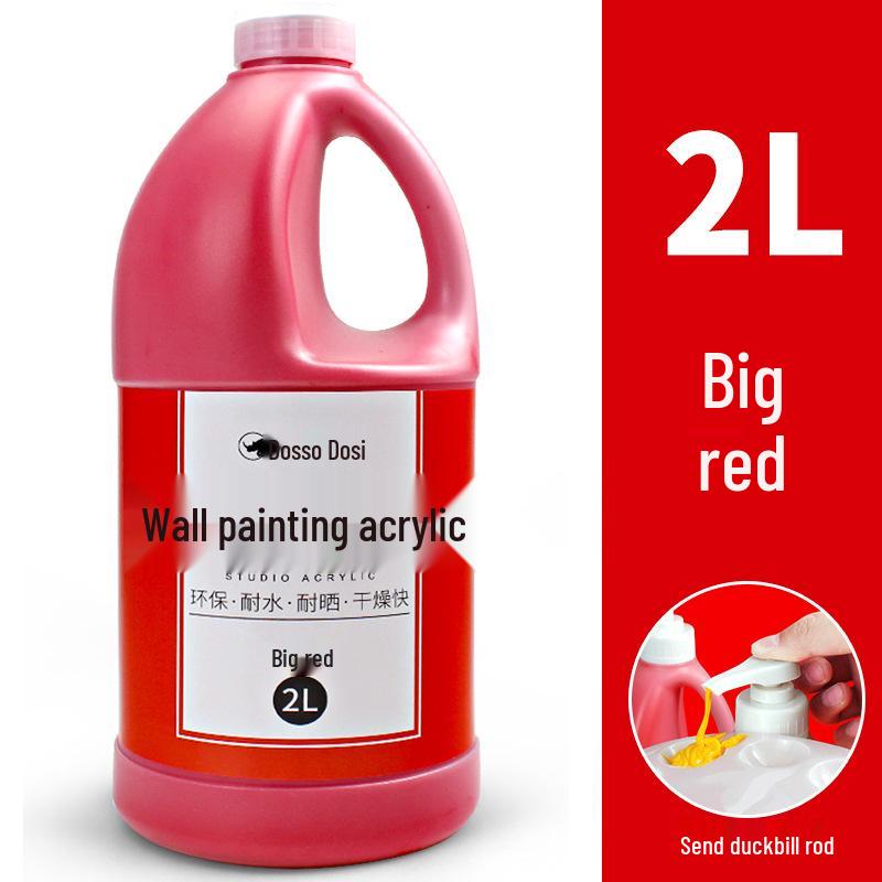 Duo Duo Duo 2L Acrylic Paint Bucket for Wall and DIY Textured Color Painting 2L Large Bucket with Spout Stick красный