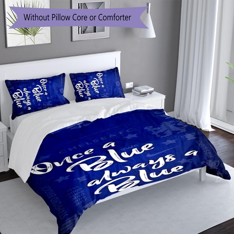 3pcs Chelsea FC Logo Duvet Cover Set, Includes 1 Duvet Cover and 2 Pillowcases,Skin-Friendly&Comfortable Fabric,Suitable Bedding Sets