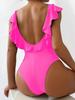 2024 European & American One-Piece Flounce Bikini - Solid Color, Sexy Swimwear