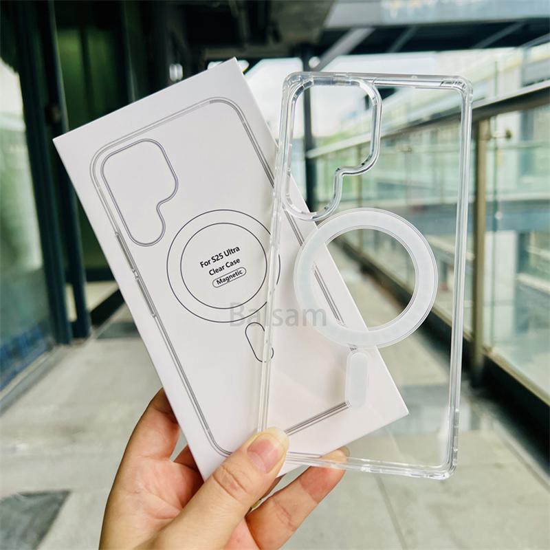 For Magsafe Magnetic Case For Samsung S25 Edge S24 S23 S22 S21 S20 Plus Note 20 Ultra FE A16 A54 A26 A36 A56 A35 A55 Clear Cover