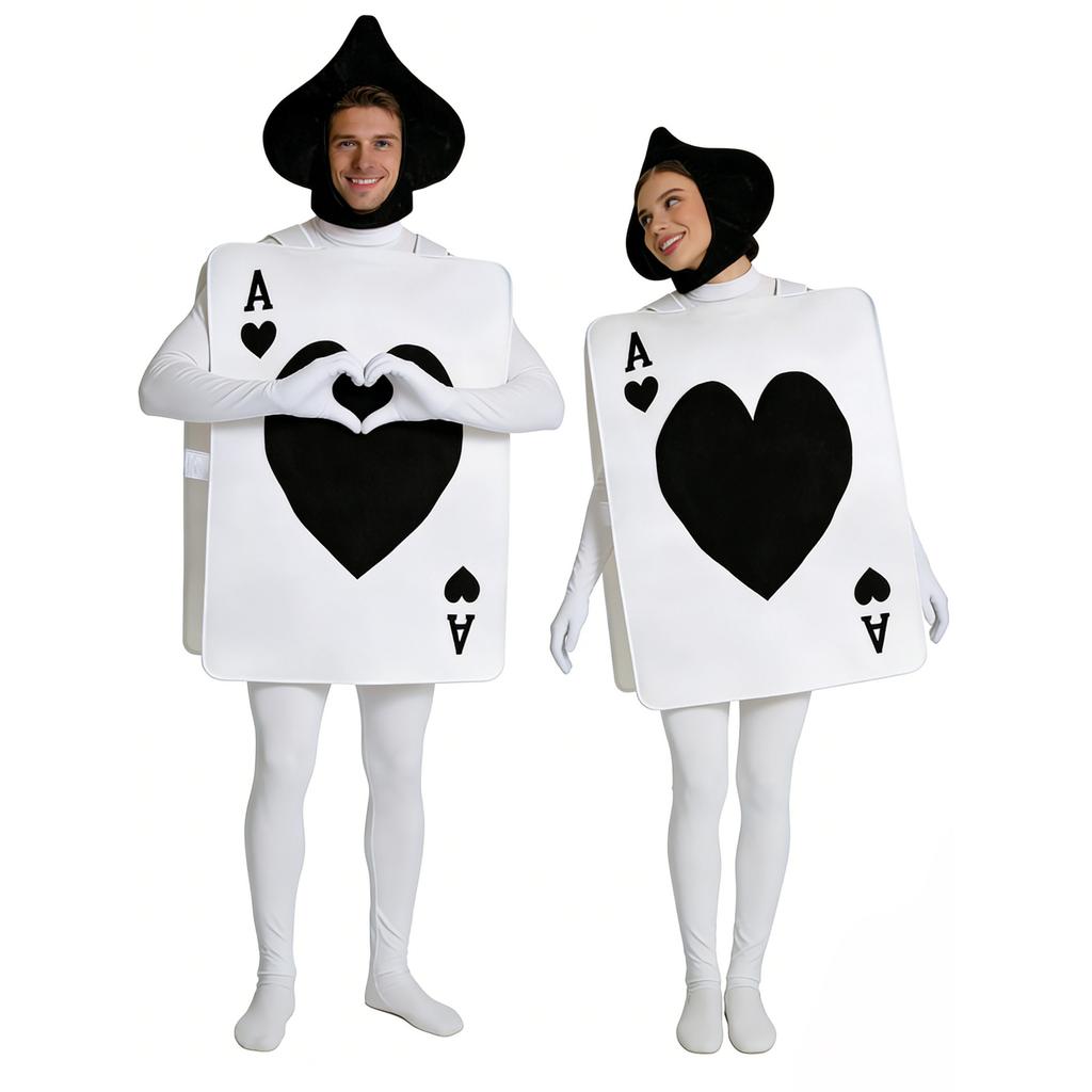 Cosplay Halloween Srdce Piky Poker Poker, Červený overal Párty kostým Vtipný cos kostým