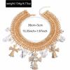 Pearl Cross Necklace Light Luxury Niche Jewelry Metal Collar Exaggerated Collarbone Chain Women