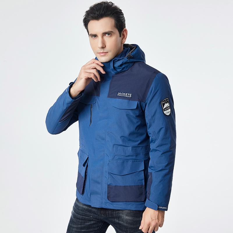 Unisex Winter Windproof Jacket with Fleece Liner - Detachable 3-in-1 Set