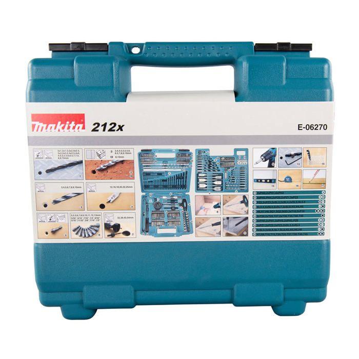 Coffret de mèches pour perceuse visseuse 212 pièces - makita e-06270