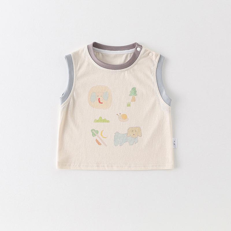 2026 New Style Boys Summer Sleeveless Cartoon Vest Top