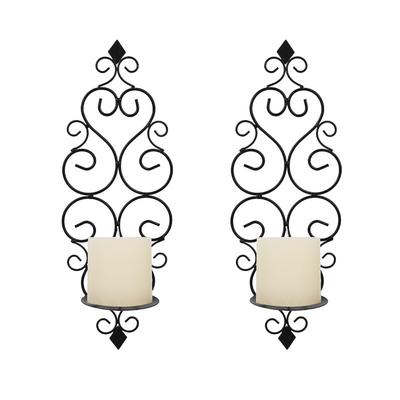 Iron Candle Sconce Holder Set of 2 Hanging Wall Mounted Pillar Candle Sconces Holder,Wall Sconces Decor for Bedroom Dining Room