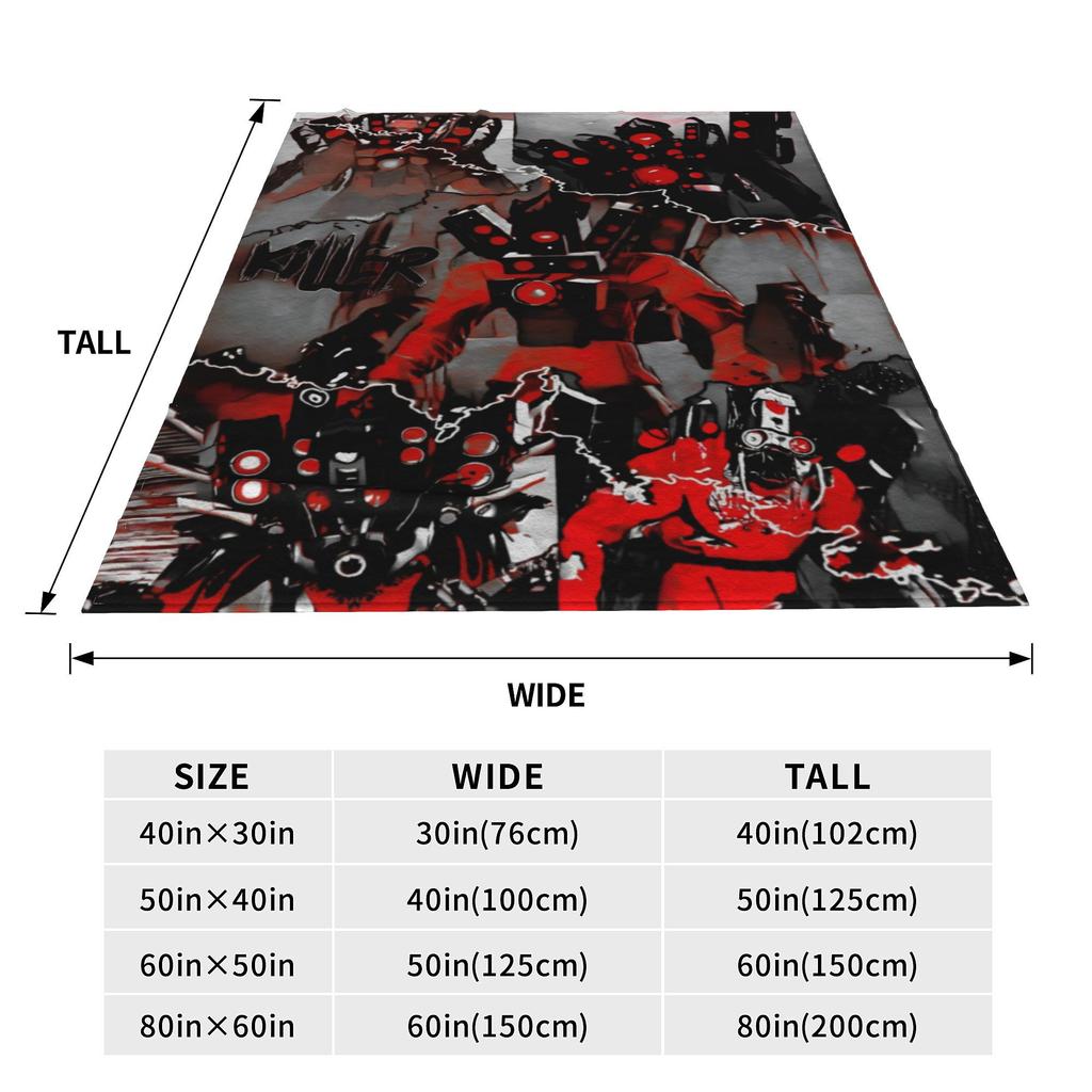 Skibidi Toilet Speakerman Fleece Throw Blanket Funny Humor Cartoon Blanket for Home Bed Super Soft Plush Thin Quilt Portable