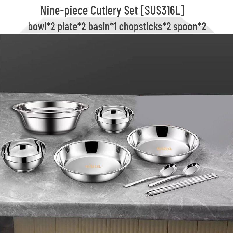 Hanyou 316L Stainless Steel 9-Piece Tableware Set