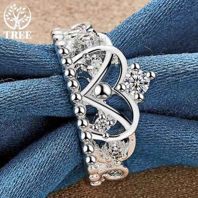 925 Sterling Silver Crown AAA Zircon Ring Jewelry